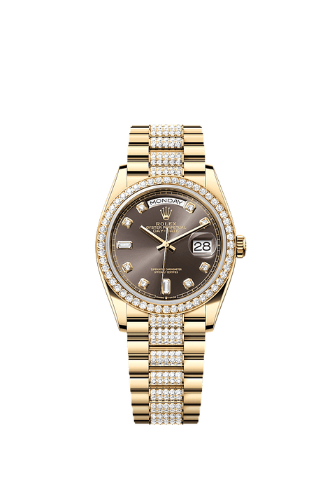 Rolex Yellow Gold Day-Date - 36mm - Dark grey Diamond Dial - President