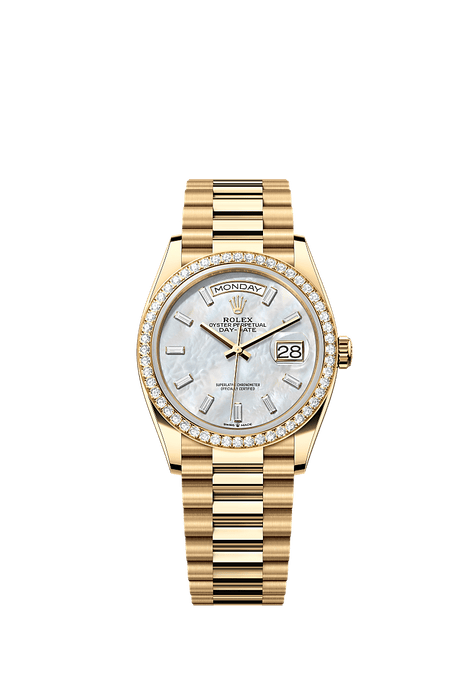 Rolex Yellow Gold Day-Date - 36mm - White mother-of-pearl Diamond Dial - President