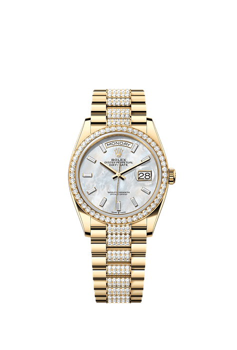 Rolex Yellow Gold Day-Date - 36mm - White mother-of-pearl Diamond Dial - President