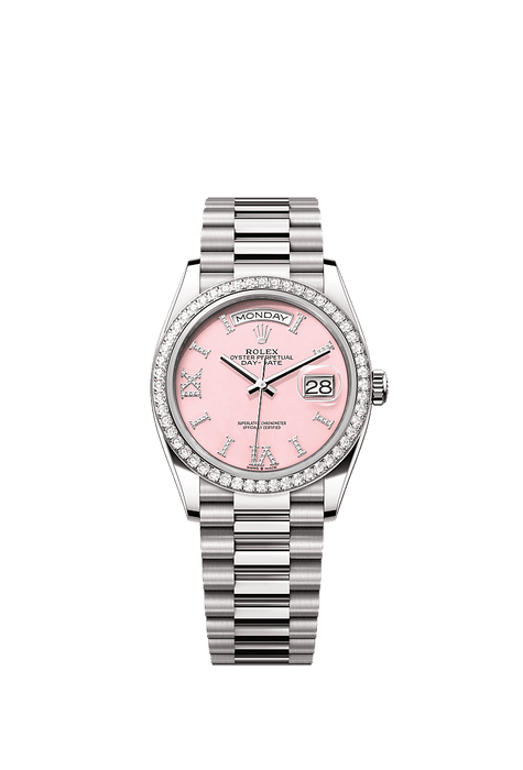 Rolex White Gold Day-Date - 36mm - Pink opal Diamond Dial - President