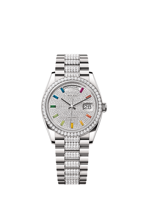 Rolex White Gold Day-Date - 36mm - Diamond-paved - President