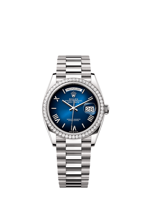 Rolex White Gold Day-Date - 36mm - Blue ombré - President