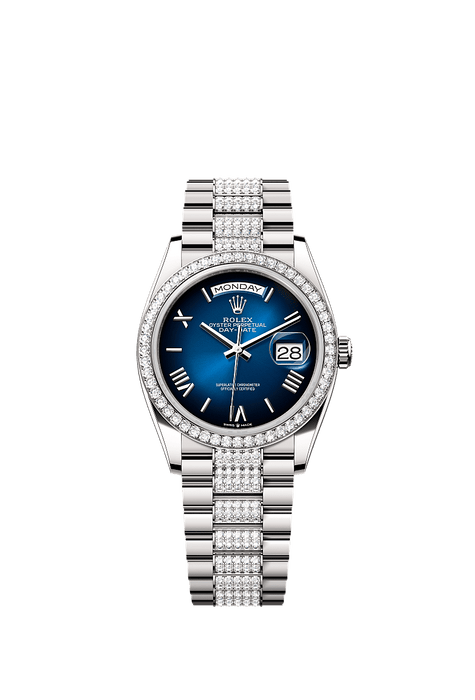 Rolex White Gold Day-Date - 36mm - Blue ombré - President