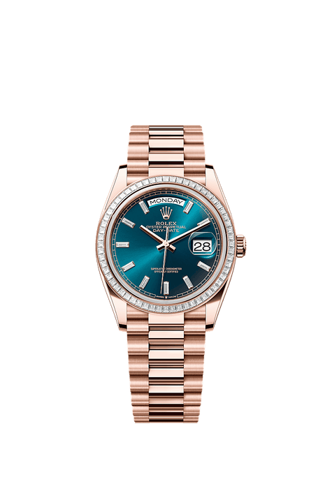 Rolex Rose Gold Day-Date - 36mm - Blue-green Diamond Dial - President