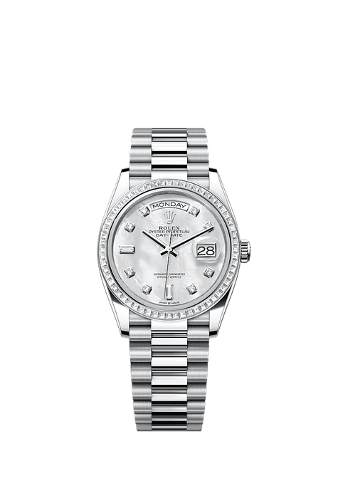 Rolex Platinum Day-Date - 36mm - White mother-of-pearl Diamond Dial - President