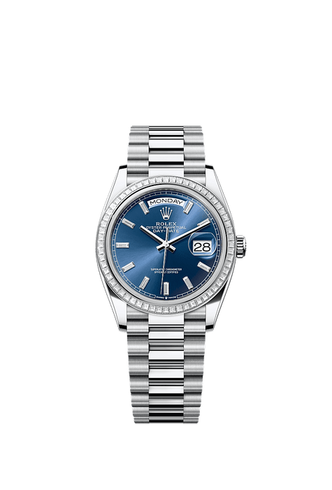 Rolex Platinum Day-Date - 36mm - Bright blue Diamond Dial - President