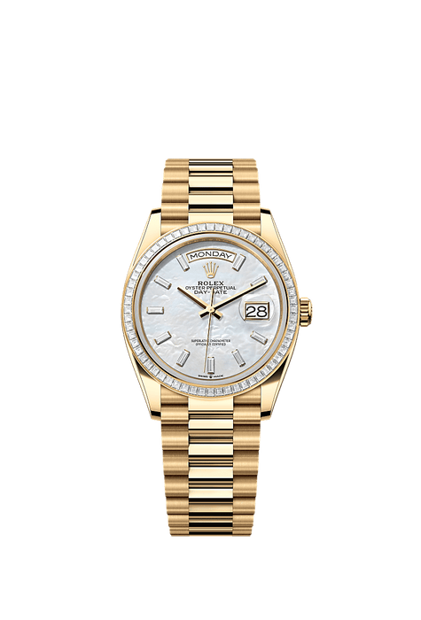 Rolex Yellow Gold Day-Date - 36mm - White mother-of-pearl Diamond Dial - President