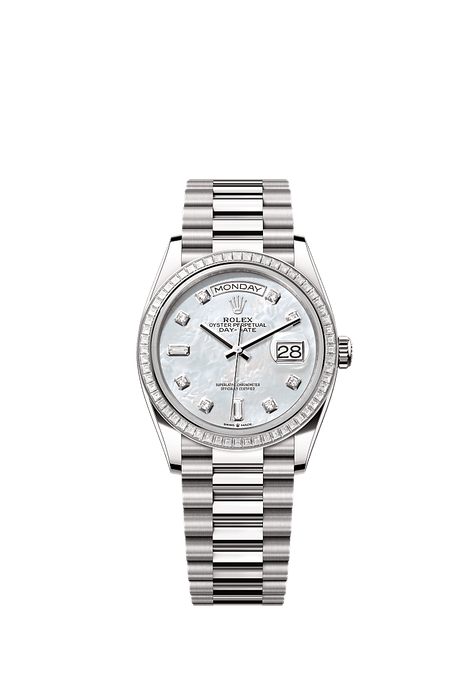 Rolex White Gold Day-Date - 36mm - White mother-of-pearl Diamond Dial - President