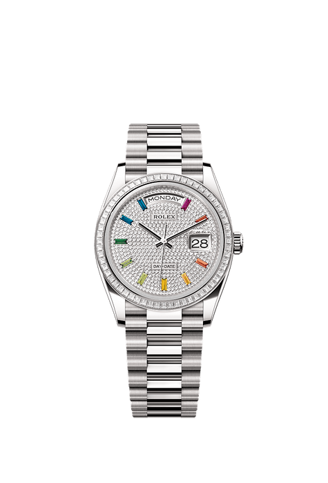 Rolex White Gold Day-Date - 36mm - Diamond-paved - President