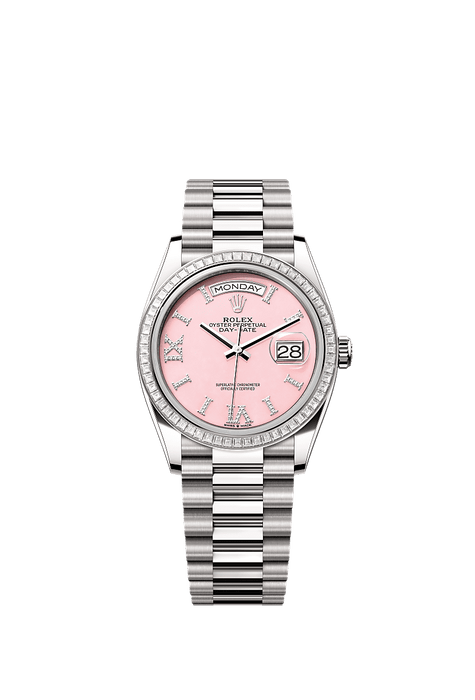 Rolex White Gold Day-Date - 36mm - Pink opal Diamond Dial - President