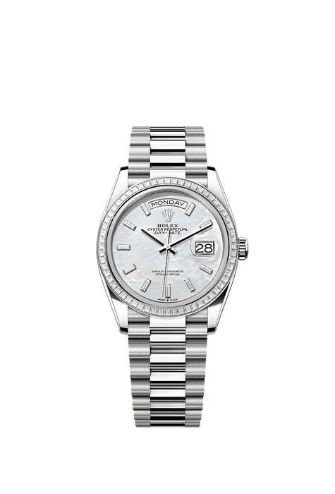 Rolex White Gold Day-Date - 36mm - White mother-of-pearl Diamond Dial - President