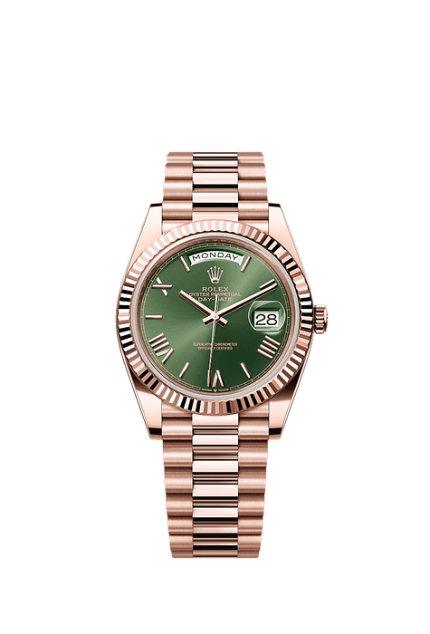 Rolex Rose Gold Day-Date - 40mm - Olive green - President