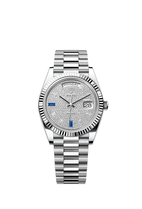 Rolex Platinum Day-Date - 40mm - Paved with diamonds and sapphires - President