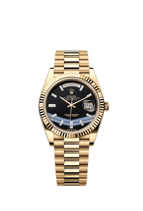 Rolex Yellow Gold Day-Date - 40mm - Onyx Diamond Dial - President