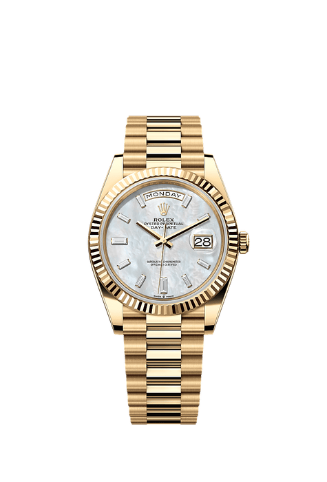 Rolex Yellow Gold Day-Date - 40mm - White mother-of-pearl Diamond Dial - President