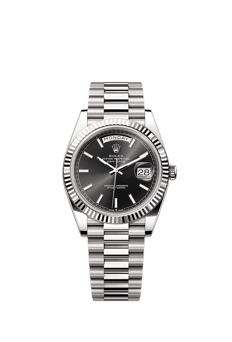 Rolex White Gold Day-Date - 40mm - Bright black - President