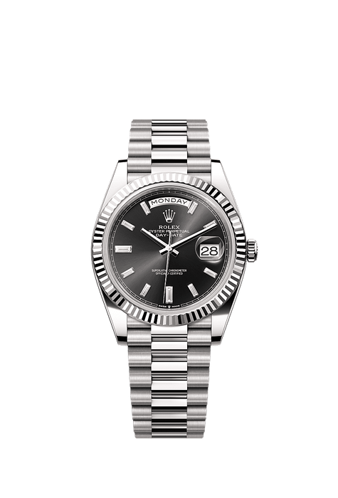 Rolex White Gold Day-Date - 40mm - Bright black Diamond Dial - President