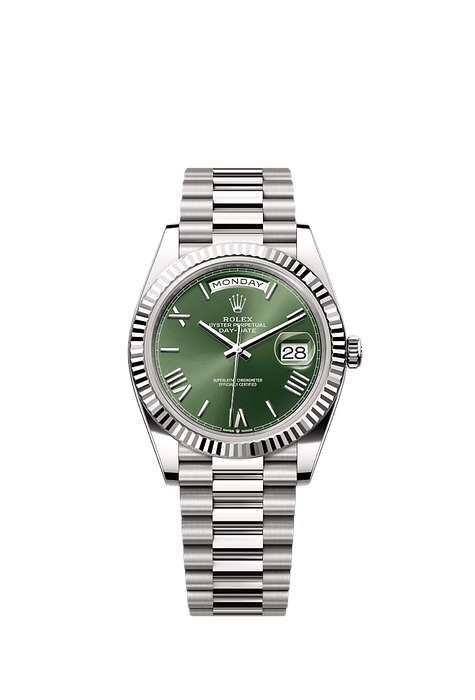 Rolex White Gold Day-Date - 40mm - Olive green - President