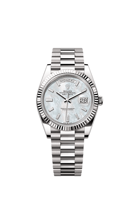 Rolex White Gold Day-Date - 40mm - White mother-of-pearl Diamond Dial - President