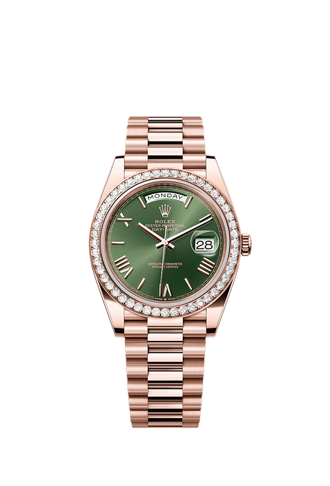 Rolex Rose Gold Day-Date - 40mm - Olive green - President