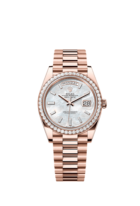 Rolex Rose Gold Day-Date - 40mm - White mother-of-pearl Diamond Dial - President