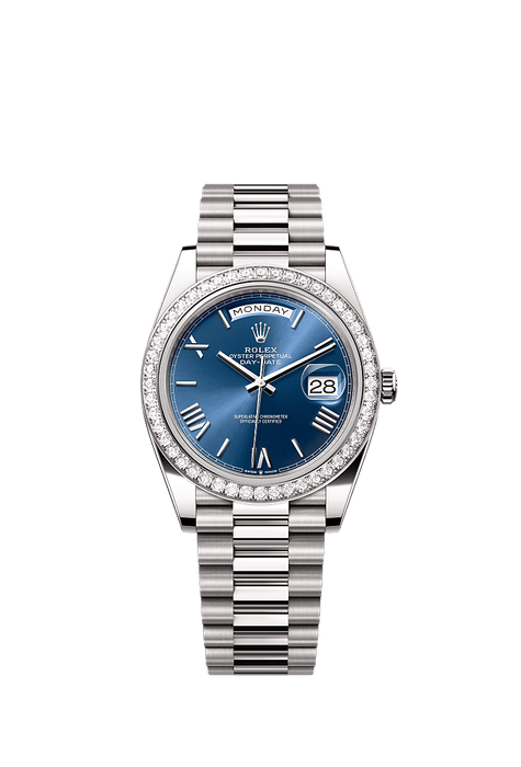 Rolex White Gold Day-Date - 40mm - Bright blue - President