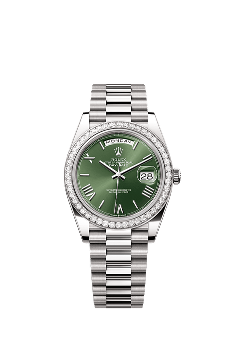 Rolex White Gold Day-Date - 40mm - Olive green - President