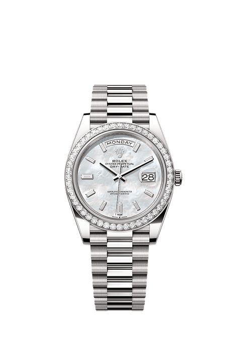 Rolex White Gold Day-Date - 40mm - White mother-of-pearl Diamond Dial - President