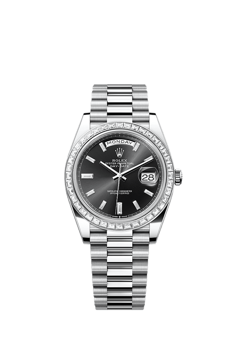 Rolex Platinum Day-Date - 40mm - Bright black Diamond Dial - President