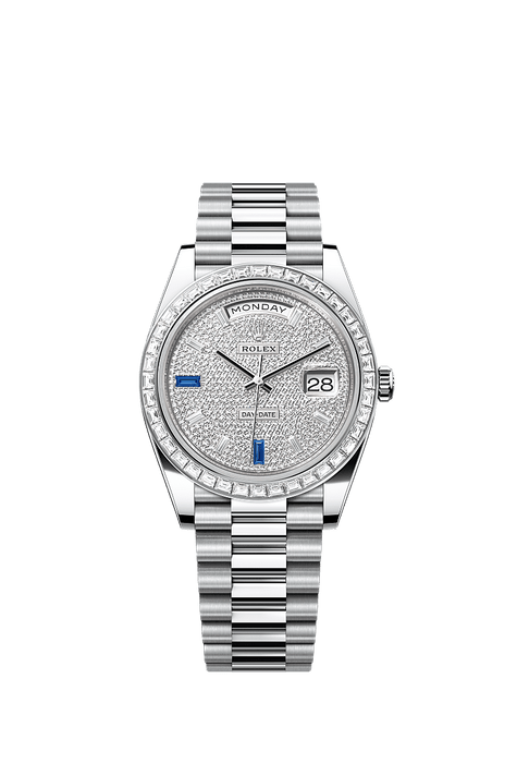 Rolex Platinum Day-Date - 40mm - Paved with diamonds and sapphires - President