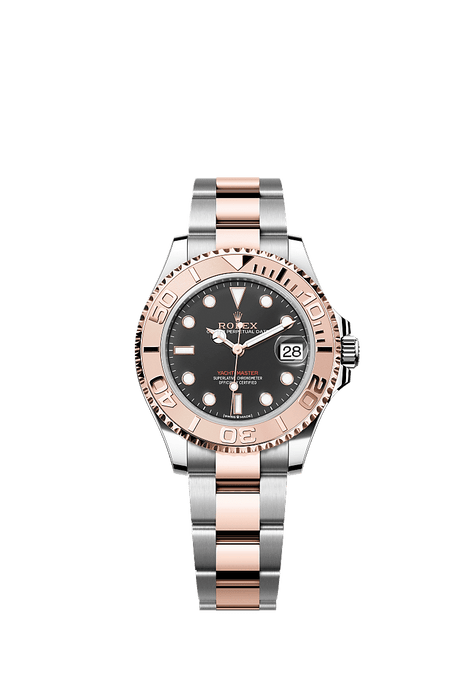 Rolex Two-Tone (RG/SS) Datejust - 37 mm - Intense black