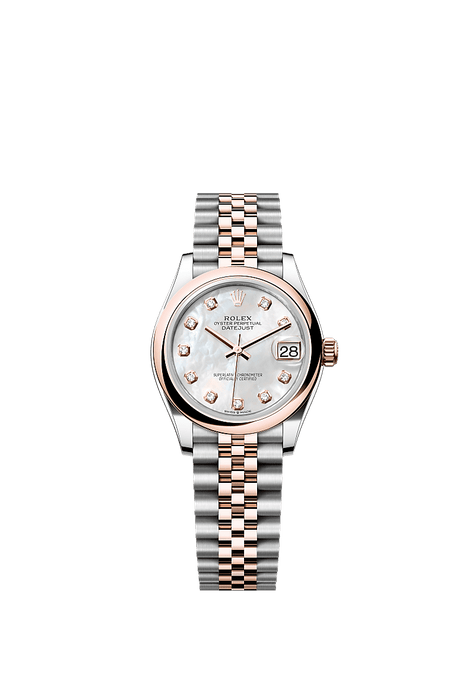 Rolex Two-Tone (RG/SS) Datejust - 31mm - White mother-of-pearl Diamond Dial - Jubilee