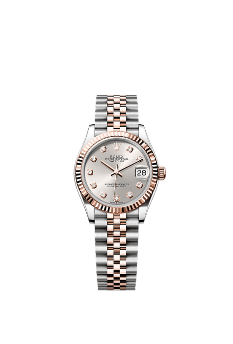 Rolex Two-Tone (RG/SS) Datejust - 31mm - Silver Diamond Dial - Jubilee