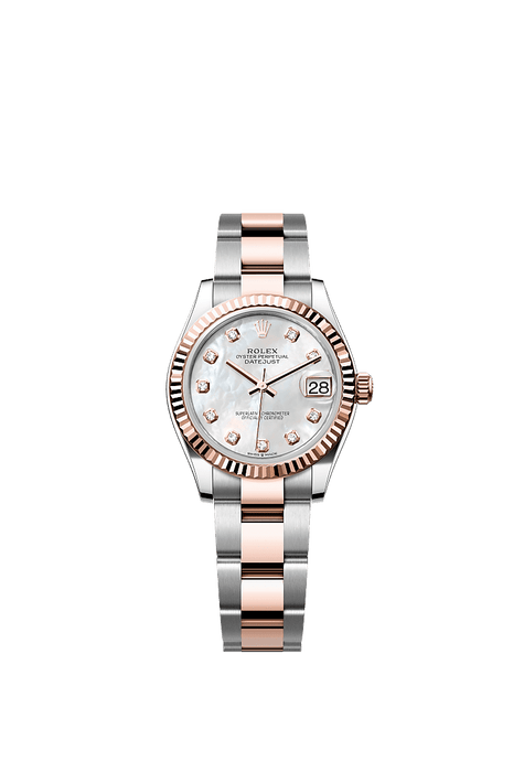 Rolex Two-Tone (RG/SS) Datejust - 31mm - White mother-of-pearl Diamond Dial - Oyster