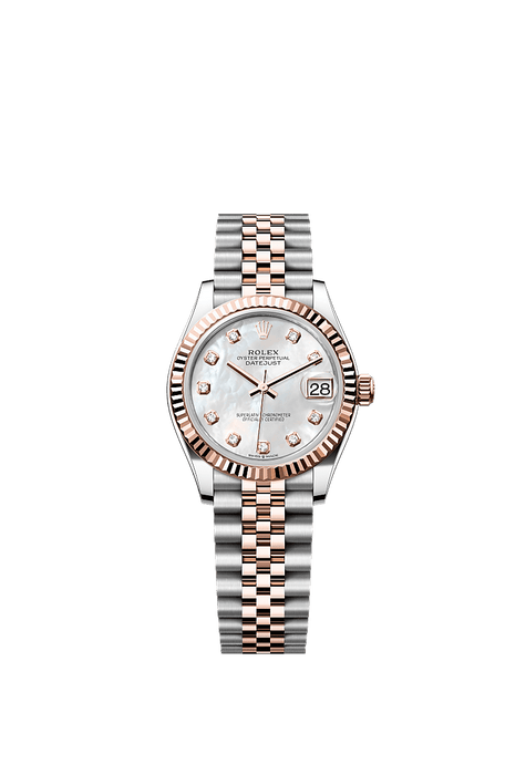 Rolex Two-Tone (RG/SS) Datejust - 31mm - White mother-of-pearl Diamond Dial - Jubilee