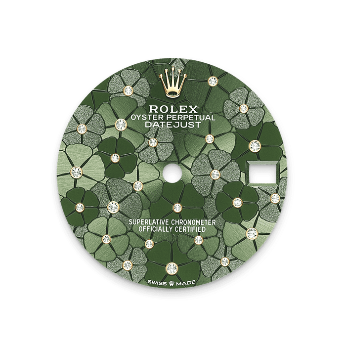 Rolex Two-Tone (YG/SS) Datejust - 31mm - Olive green, floral motif Diamond Dial - Jubilee