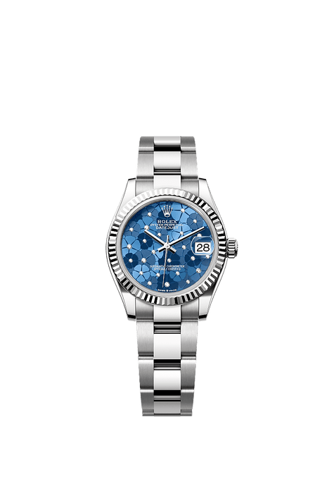 Rolex Stainless Steel Datejust - 31mm - Azzurro blue, floral motif Diamond Dial - Oyster