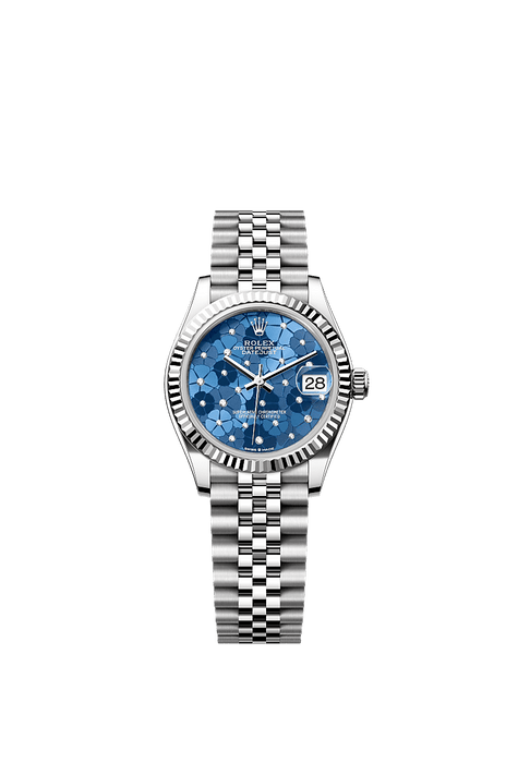 Rolex Stainless Steel Datejust - 31mm - Azzurro blue, floral motif Diamond Dial - Jubilee