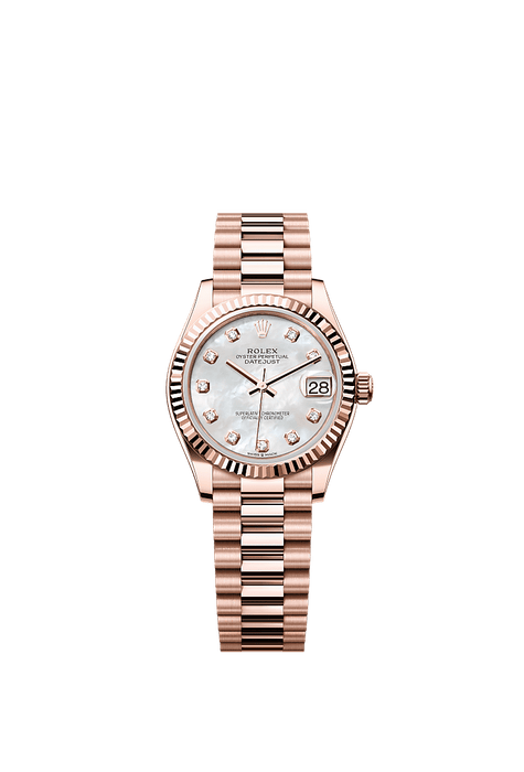 Rolex Rose Gold Datejust - 31mm - White mother-of-pearl Diamond Dial - President