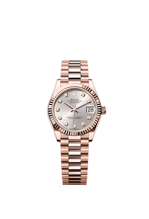 Rolex Rose Gold Datejust - 31mm - Silver Diamond Dial - President