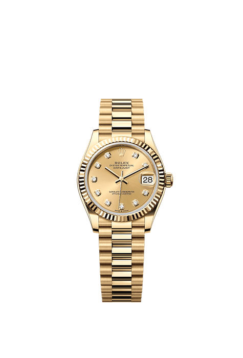 Rolex Yellow Gold Datejust - 31mm - Champagne-colour Diamond Dial - President