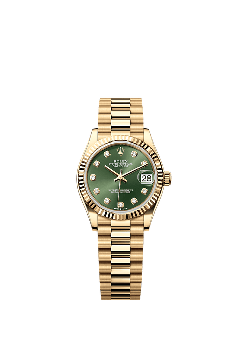 Rolex Yellow Gold Datejust - 31mm - Olive green Diamond Dial - President