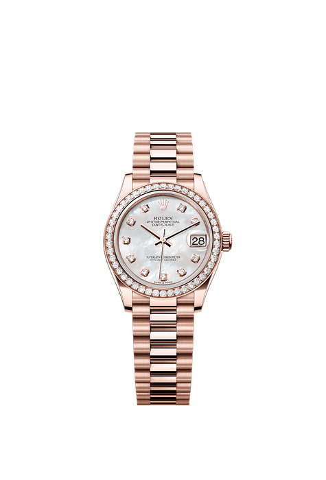 Rolex Rose Gold Datejust - 31mm - White mother-of-pearl Diamond Dial - President