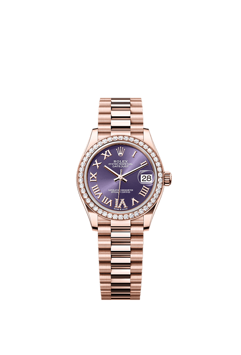 Rolex Rose Gold Datejust - 31mm - Aubergine Diamond Dial - President