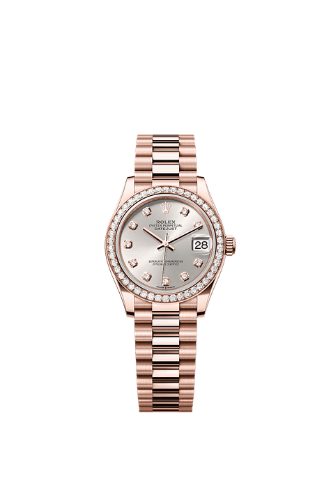 Rolex Rose Gold Datejust - 31mm - Silver Diamond Dial - President