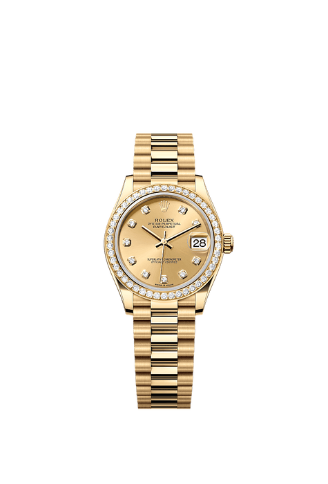 Rolex Yellow Gold Datejust - 31mm - Champagne-colour Diamond Dial - President