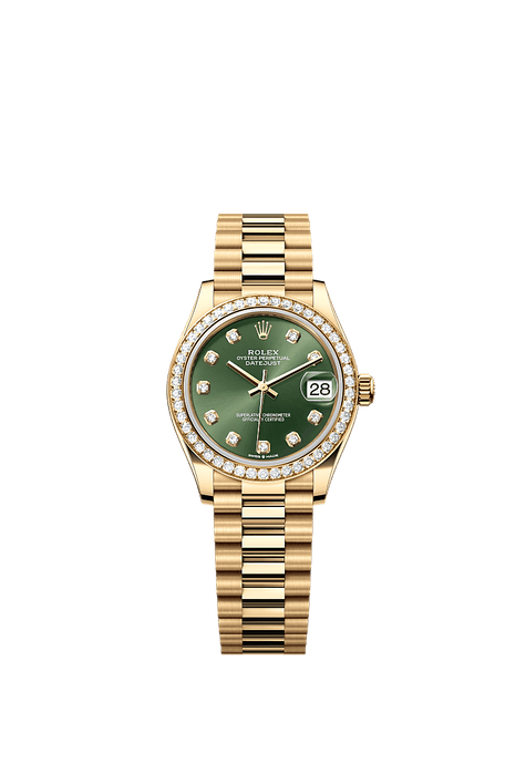 Rolex Yellow Gold Datejust - 31mm - Olive green Diamond Dial - President