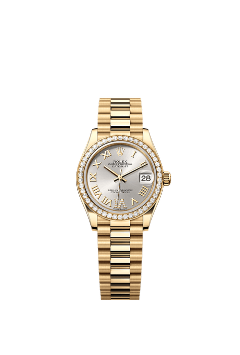 Rolex Yellow Gold Datejust - 31mm - Silver Diamond Dial - President