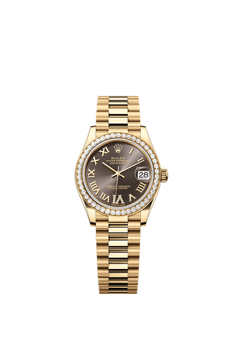 Rolex Yellow Gold Datejust - 31mm - Dark grey Diamond Dial - President