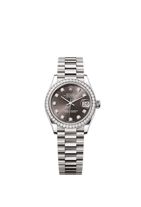 Rolex White Gold Datejust - 31mm - Dark grey Diamond Dial - President